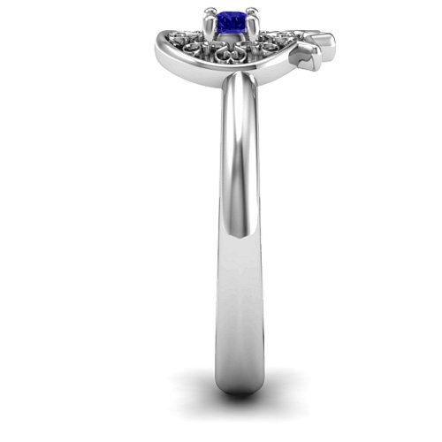 Pomegranate with Filigree Ring – Sterling Silver with Blue Sapphire