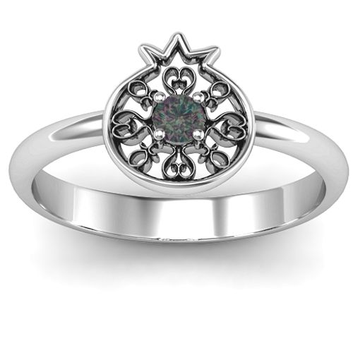 Pomegranate with Filigree Ring – Sterling Silver with Alexandrite