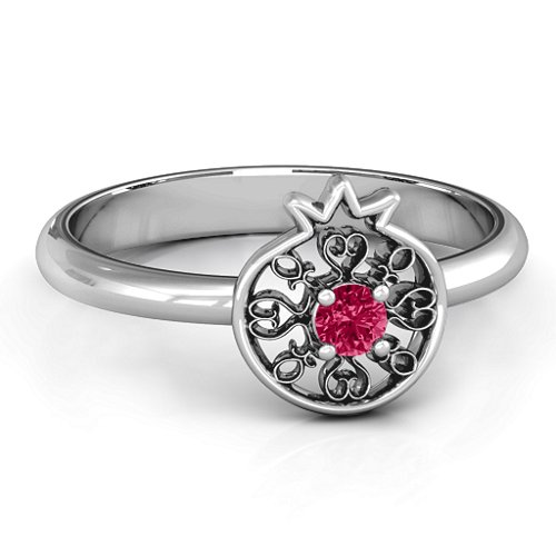 Pomegranate with Filigree Ring – Sterling Silver with Ruby