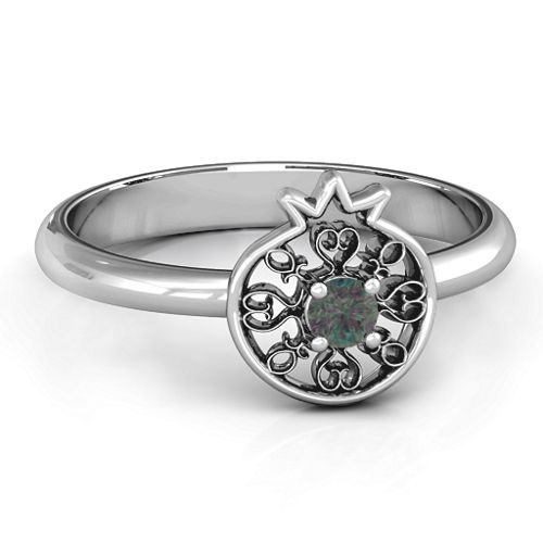Pomegranate with Filigree Ring – Sterling Silver with Alexandrite