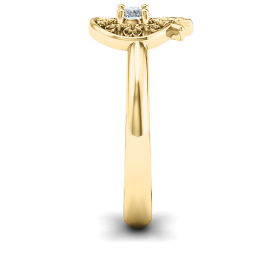 Pomegranate with Filigree Ring – 10K Yellow Gold with Cubic Zirconia