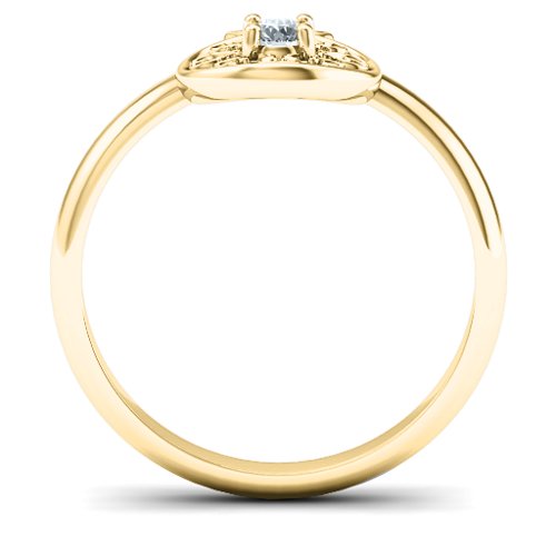 Pomegranate with Filigree Ring – 10K Yellow Gold with Cubic Zirconia