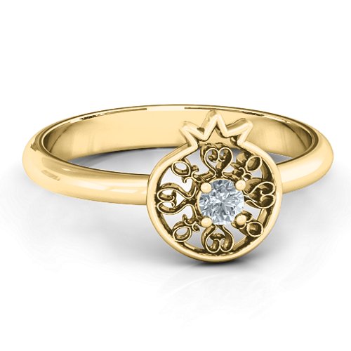 Pomegranate with Filigree Ring – 10K Yellow Gold with Cubic Zirconia