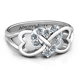 Birthstone Triple Heart Infinity Ring