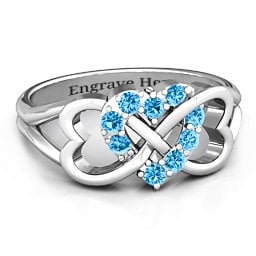 Birthstone Triple Heart Infinity Ring