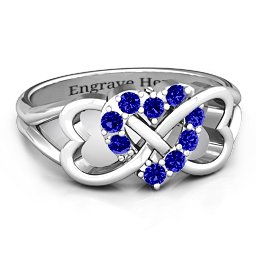 Birthstone Triple Heart Infinity Ring