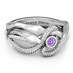 Guardian Snake Ring in 925 Sterling Silver with Amethyst