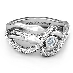 Guardian Snake Ring in 925 Sterling Silver with Diamond