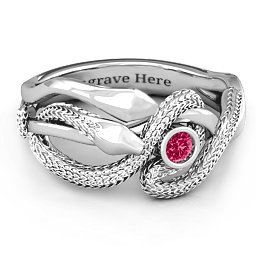 Guardian Snake Ring in 925 Sterling Silver with Ruby