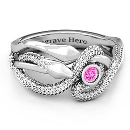 Guardian Snake Ring in 925 Sterling Silver with Pink Tourmaline