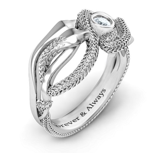 Guardian Snake Ring – Sterling Silver with Diamond