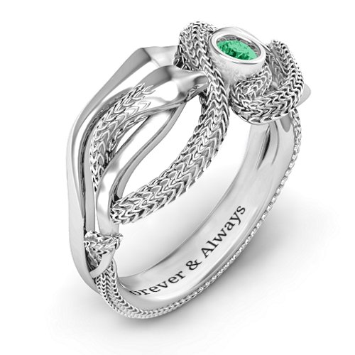 Guardian Snake Ring – Sterling Silver with Emerald
