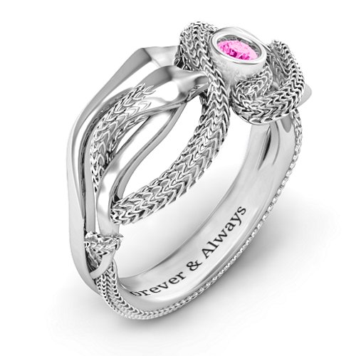 Guardian Snake Ring – Sterling Silver with Pink Tourmaline