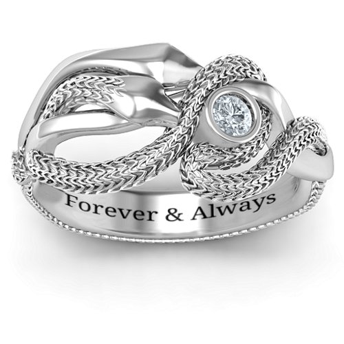 Guardian Snake Ring – Sterling Silver with Diamond