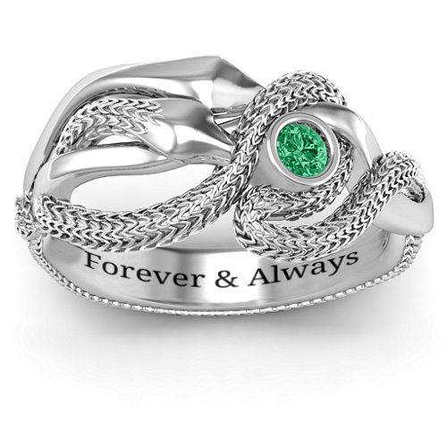 Guardian Snake Ring – Sterling Silver with Emerald