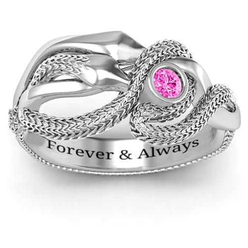 Guardian Snake Ring – Sterling Silver with Pink Tourmaline