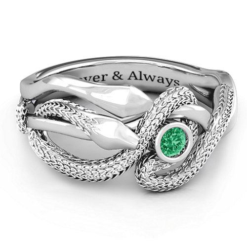 Guardian Snake Ring – Sterling Silver with Emerald