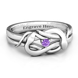 Snake Lover's Knot Ring in 925 Sterling Silver with Amethyst