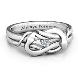 Snake Lover's Knot Ring in 925 Sterling Silver with Diamond