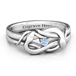Snake Lover's Knot Ring in 925 Sterling Silver with Aquamarine