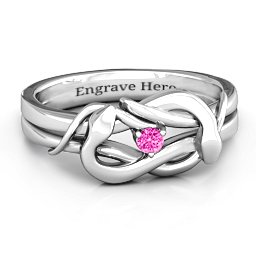 Snake Lover's Knot Ring in 925 Sterling Silver with Pink Tourmaline