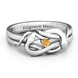 Snake Lover's Knot Ring in 925 Sterling Silver with Citrine