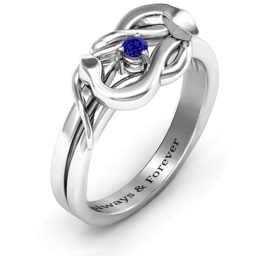 Snake Lover's Knot Ring – Sterling Silver with Blue Sapphire
