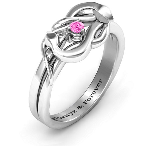 Snake Lover's Knot Ring – Sterling Silver with Pink Tourmaline
