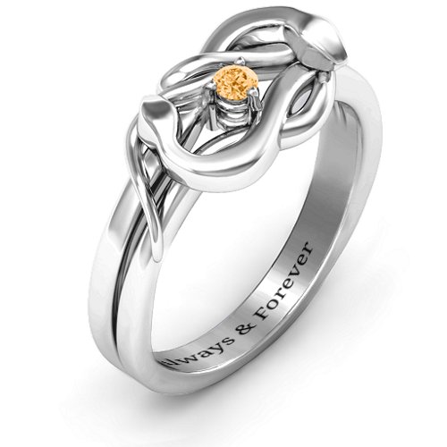 Snake Lover's Knot Ring – Sterling Silver with Citrine