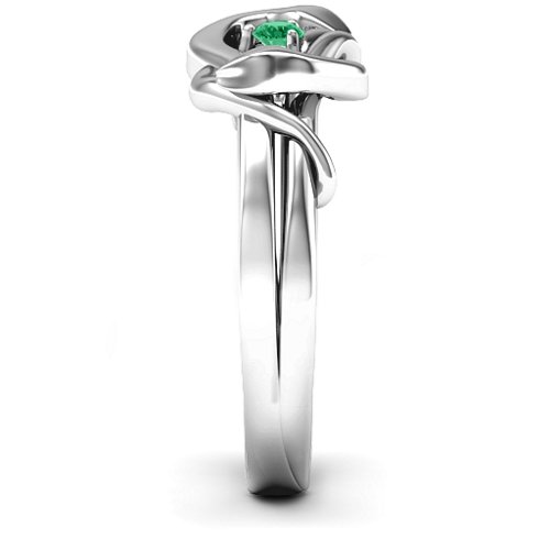Snake Lover's Knot Ring – Sterling Silver with Emerald