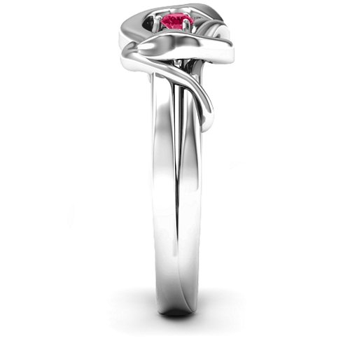 Snake Lover's Knot Ring – Sterling Silver with Ruby