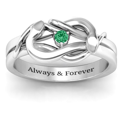 Snake Lover's Knot Ring – Sterling Silver with Emerald