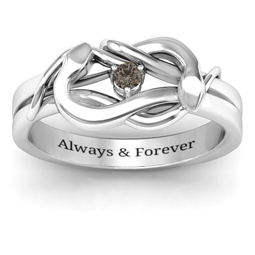 Snake Lover's Knot Ring – Sterling Silver with Smokey Quartz
