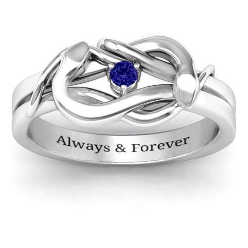 Snake Lover's Knot Ring – Sterling Silver with Blue Sapphire