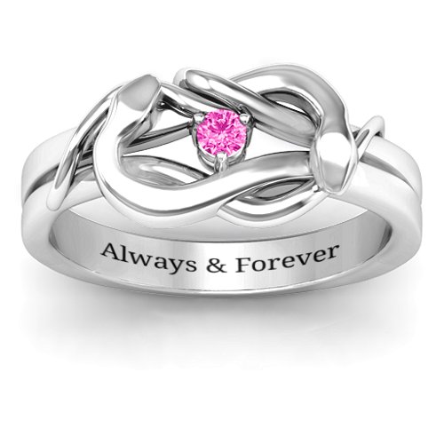 Snake Lover's Knot Ring – Sterling Silver with Pink Tourmaline