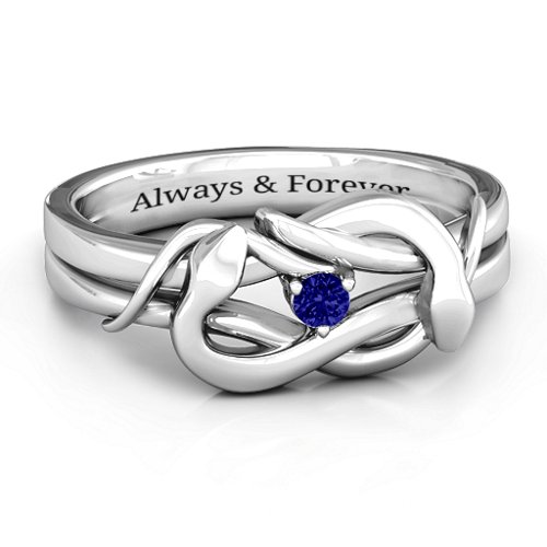 Snake Lover's Knot Ring – Sterling Silver with Blue Sapphire