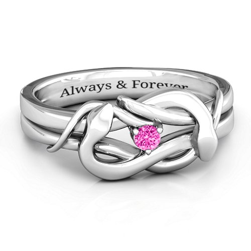 Snake Lover's Knot Ring – Sterling Silver with Pink Tourmaline