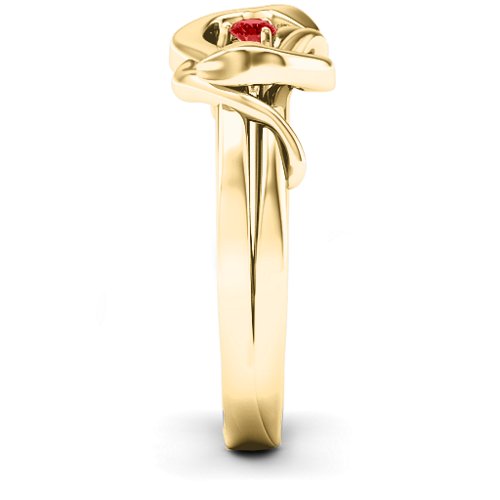 Snake Lover's Knot Ring – 10K Yellow Gold with Garnet