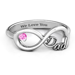 Dad Infinity Ring in 925 Sterling Silver with Pink Tourmaline