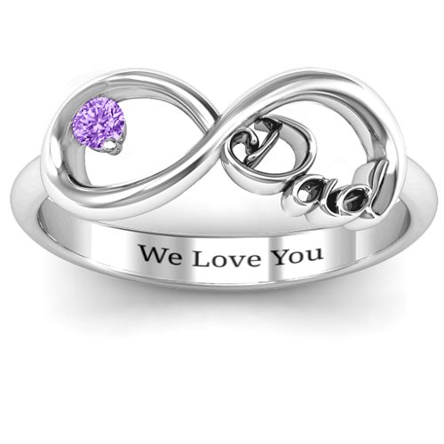 Dad Infinity Ring – Sterling Silver with Amethyst