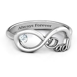 Dad Infinity Ring in 925 Sterling Silver with Diamond