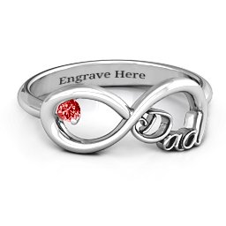 Dad Infinity Ring in 925 Sterling Silver with Garnet