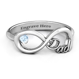 Dad Infinity Ring in 925 Sterling Silver with Aquamarine