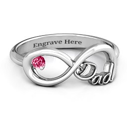 Dad Infinity Ring in 925 Sterling Silver with Ruby