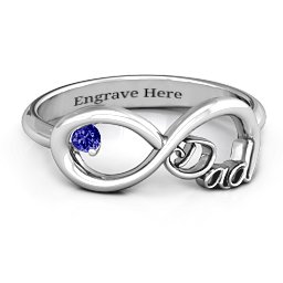 Dad Infinity Ring in 925 Sterling Silver with Blue Sapphire