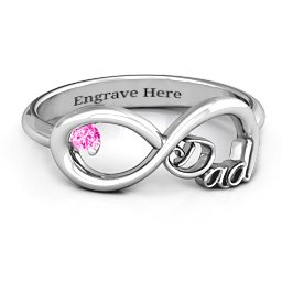 Dad Infinity Ring in 925 Sterling Silver with Pink Tourmaline