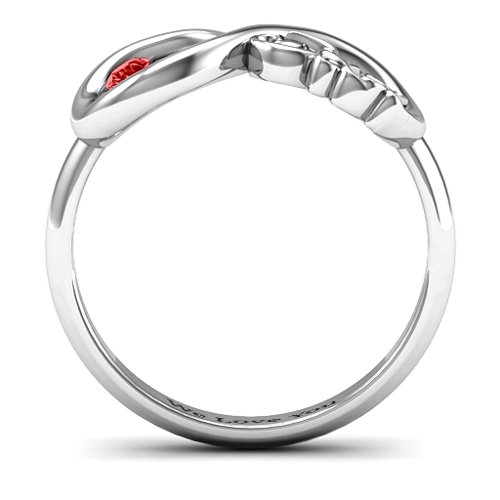 Dad Infinity Ring – Sterling Silver with Garnet