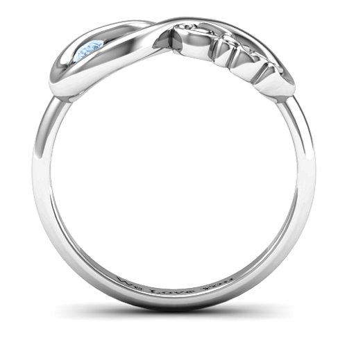 Dad Infinity Ring – Sterling Silver with Aquamarine
