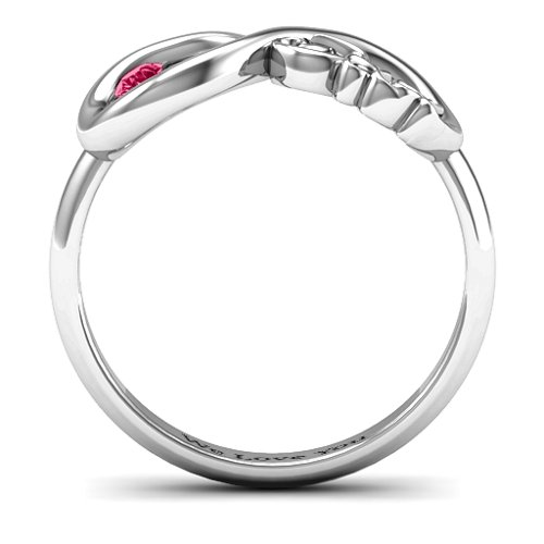 Dad Infinity Ring – Sterling Silver with Ruby