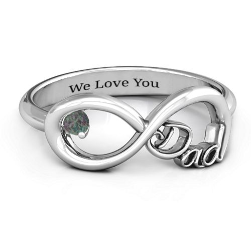 Dad Infinity Ring – Sterling Silver with Alexandrite